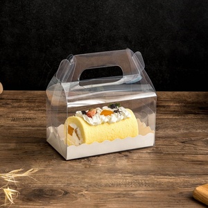 Boîte à muffins carrée en carton noir et blanc à 4 trous, boîte à gâteaux en PET transparente, dégradable - Product Image 2