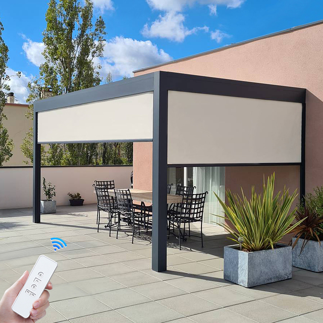 Motorized Outdoor clear Magic Screen Waterproof Windproof High Quality Functional Roller Blinds,automatic Curtains