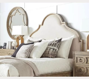 Oak Solid Wood Upholstered <b>Bed</b> With Fabric Headboard, <b>Storage</b> King Size for Home Bedroom Hotel 1554 Oak Solid Wood <b>Bed</b> Frame Cra - Product Image 4