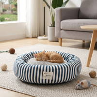 Coussin rond pour animaux de compagnie en lin Sherpa, pour chien et chat, taille M (50 x 50 cm), lavable, pour usage intérieur