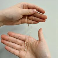 Collier en or massif 9K avec diamant de laboratoire en forme de V et poire, bijoux fins délicats, vente en gros, cadeau personnalisé pour femmes, acheteurs de boutiques