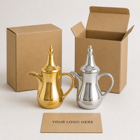 Cafetière arabe Dallah en céramique dorée 500 ml avec bec en bec d'aigle, vente en gros pour hôtels et restaurants, fournisseur OEM ODM avec logo personnalisé