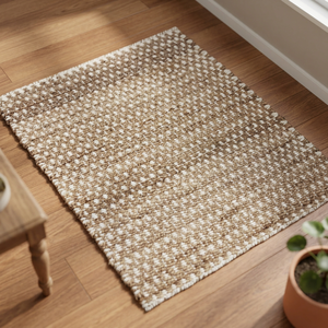 Geometric Jute Area <b>Rug</b> Rectangle Bohemian Flat Weave Eco Friendly Living Room <b>Rug</b> <b>White</b> Brown Pattern Thin Pile - Product Image 4