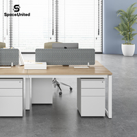 SpaceUnited – Cloison de bureau modulaire moderne en bois stratifié avec écran de confidentialité et armoire de rangement autoportante à chants plaqués