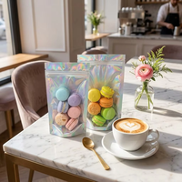 Sacs en film holographique laser personnalisés avec logo, 100 pièces, transparents, refermables, en mylar, avec fermeture éclair, pour bijoux, bonbons, emballages alimentaires
