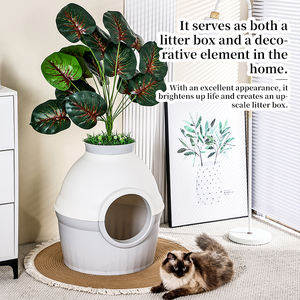 Caja de arena para gatos 3 en 1 con estilo de nuevo diseño y cama para gatos cueva oculta para perros con plantas de imitación caja de arena superior decoración moderna para el hogar - Product Image 4