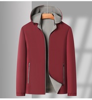 Nouvelle veste bomber réversible à capuche pour homme, coupe ample, fermeture éclair fine, 100 % polyester, imprimé délavé, motif uni, décontractée pour l'extérieur