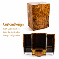 Coffret Cadeau de Luxe en Bois Noyer pour Verres à Vin à Double Porte, Meuble de Rangement en Placage Mat, Doublure Colorée Artisanale Personnalisée, Gravure de Logo Personnalisée