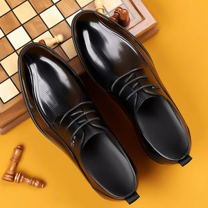 New Men's Waterproof <b>Height</b> <b>Increasing</b> Leather <b>Shoes</b>-2025 British Style Business Wedding <b>Shoes</b>-Autumn Black Lace-Up Casual <b>Shoes</b> - Product Image 5