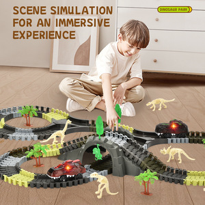 ชุดของเล่นรถไฟเหาะประกอบเองสำหรับเด็ก รถไดโนเสาร์ไฟฟ้าบนราง - Product Image 4