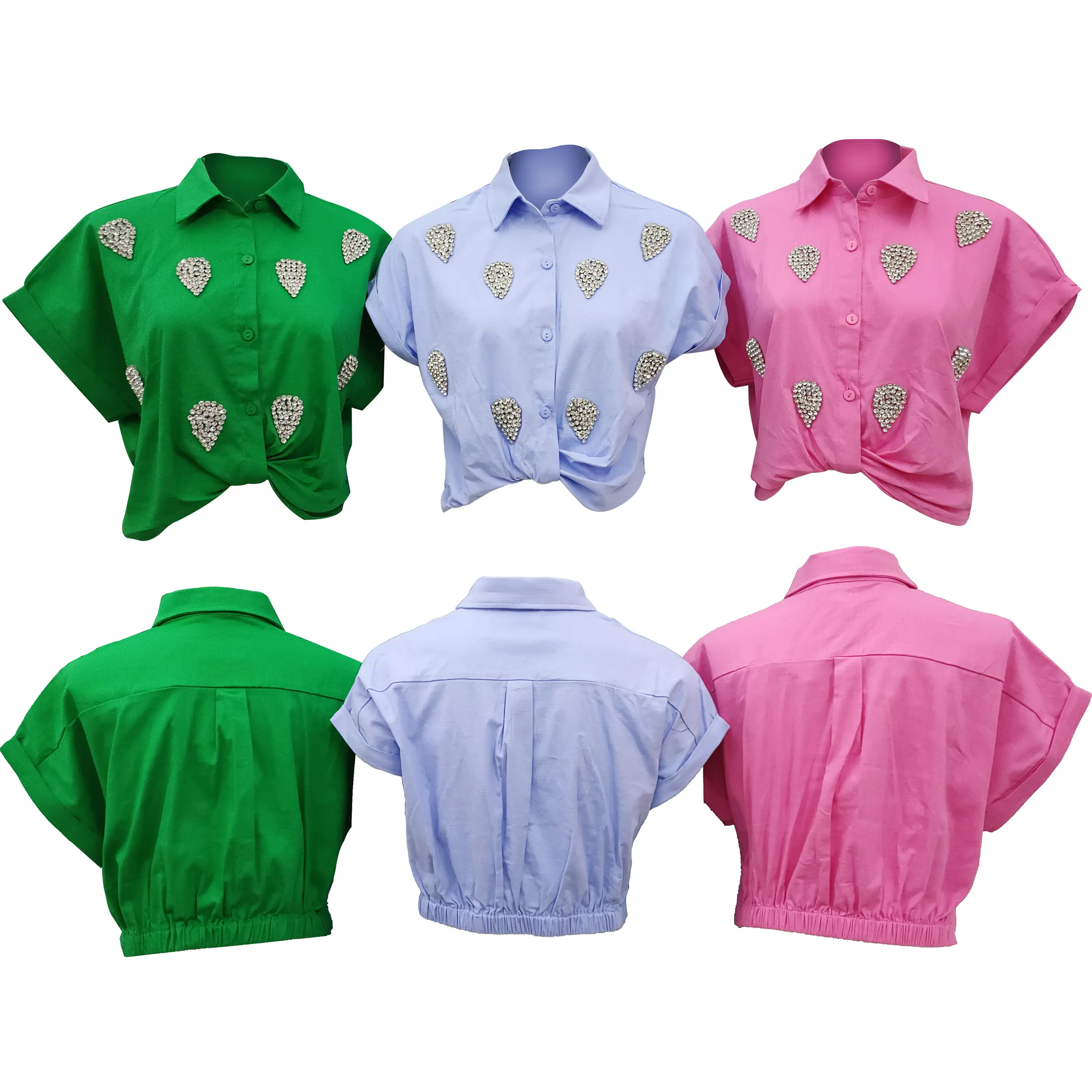 ブラウス & シャツ毎日の夏の春の着用のための速乾性のしわ防止 & 収縮防止ODMの服装スタイリッシュ