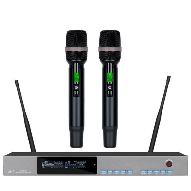 ALM2 2-Channel UHF Wireless Microphone System Dual Handheld Dynamic Mic XLR for Karaoke Party Wedding Church Stage