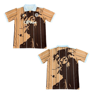 Wholesale Custom Breathable Quick Dry Polyester Football Shirts Retro Heat Press Logo Short Sleeve