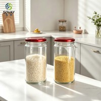 Pot en verre cylindrique haut et fin de 450 ml, transparent, avec couvercle fileté, pour la mise en conserve à domicile et l'emballage alimentaire commercial