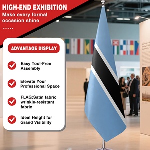 <span class=keywords><strong>Bandera</strong></span> de <span class=keywords><strong>Botswana</strong></span> Personalizada de 8.53 pies con Base, Satén, para Interiores, con Asta Plateada, para Desfiles y Eventos del Día Nacional 2026 - Product Image 4