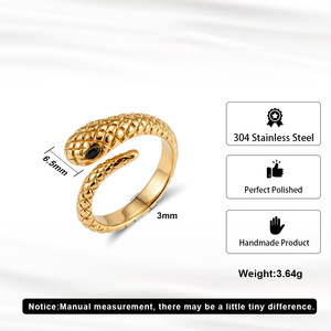 Bague Serpent Vintage en Acier Inoxydable Plaqué Or 18K pour Femme, Étanche et Inaltérable, Bijou Tendance - Product Image 4