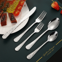 Ensemble de couverts de mariage dorés pour restaurant, en acier inoxydable martelé et poli au sable, comprenant couteaux, cuillères, fourchettes, finition miroir