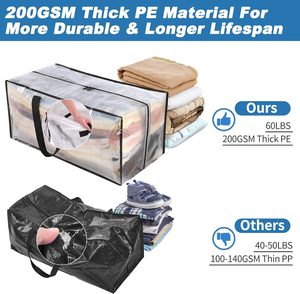 Sacs de rangement extra larges transparents et robustes avec sangles de sac à dos poignées solides fermetures à glissière collège voyage stockage de noël <span class=keywords><strong>Movin</strong></span> - Product Image 3
