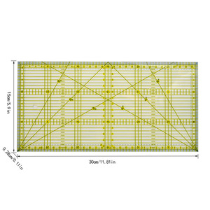 Set di <span class=keywords><strong>3</strong></span> Righelli in Plastica per Quilting, Bicolore con Griglia, 15x30cm, Strumento di Misurazione di Precisione per Cucito, Taglio Tessuti Fai-da-Te - Product Image 4