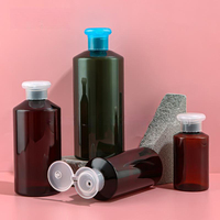 Flacon de shampooing, lotion, gel douche, hydrolat, tonique pour la peau de haute qualité, 100 ml - 500 ml, flacon en plastique PET transparent avec bouchon à clapet