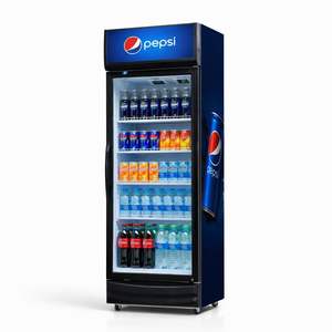 <span class=keywords><strong>Réfrigérateur</strong></span> de présentation vertical à porte vitrée simple, éclairage LED, étagères réglables, pour boissons – Vente directe usine - Product Image 1