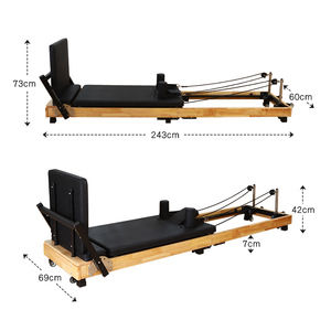 Máquina de <span class=keywords><strong>Pilates</strong></span> Plegable de Madera de Roble, <span class=keywords><strong>Reformer</strong></span> de <span class=keywords><strong>Pilates</strong></span> Ajustable para Ejercicios de Yoga en Casa o Gimnasio - Product Image 6