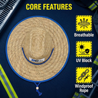 Chapeau de paille naturel personnalisé avec logo CH pour hommes et femmes, chapeau de soleil à large bord pour la pêche, le surf, l'été, chapeau de sauveteur en paille pour la plage pour hommes