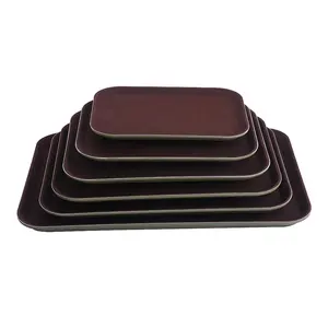 Wholesale 18"X26" Rectangle Plastic Non Slip Food Serving Tray 45cmX65cm Black Or Brown