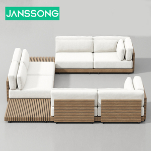 Mobilier d'extérieur pour <span class=keywords><strong>terrasse</strong></span> tout temps Villa Ensemble de coussins imperméables en <span class=keywords><strong>bois</strong></span> massif Hôtel Cour Teck Coin épissage Canapé de jardin - Product Image 2