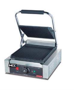 Pemanggang Panini Listrik Stainless Steel Beralur dengan Pelat Lepas, Kontrol Suhu, Desain Tanpa Asap untuk Penggunaan Luar Ruangan dan Rumah Tangga - Product Image 1