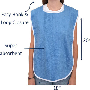Bavoirs pour adultes hommes femmes manger tissu pour personnes âgées et handicapées réglable Super doux 100% éponge tissu <span class=keywords><strong>bavoir</strong></span> tablier <span class=keywords><strong>adulte</strong></span> - Product Image 6