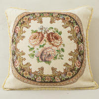 Housse de coussin décorative européenne ethnique tissée géométrique florale en jacquard pour canapé et chambre à coucher