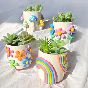 Retro Eclético villa plantador Colorido Modern resina jardim Pots Plantadores Boho home decor plantar senhora presentes para plantas de interior