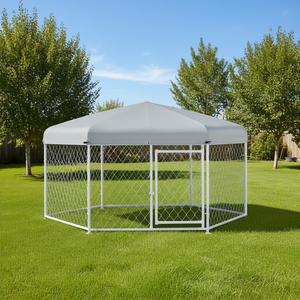 Enclos pour chien Db Dog Kennel, extérieur, hexagonal, 6,9 x 6,1 x 4,9 pieds, toit imperméable, porte verrouillable, pour chiens de taille moyenne - Product Image 2