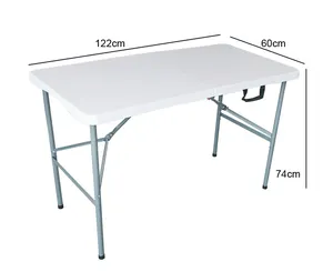 Heavy Duty 4ft 122cm HDPE Plastic Folding Banquet Table With Steel Frame And Locking Mechanism