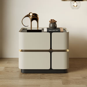 Mesita de noche de madera maciza de lujo, moderna, creativa, inteligente, ligera, de alta sensación, muebles de almacenamiento sustitutos para dormitorio - Product Image 5