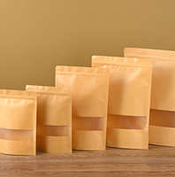 Sachet Sacs d'emballage alimentaire pour poudre Papier kraft Sacs de stockage alimentaire en plastique Sacs scellables pour aliments avec fenêtre