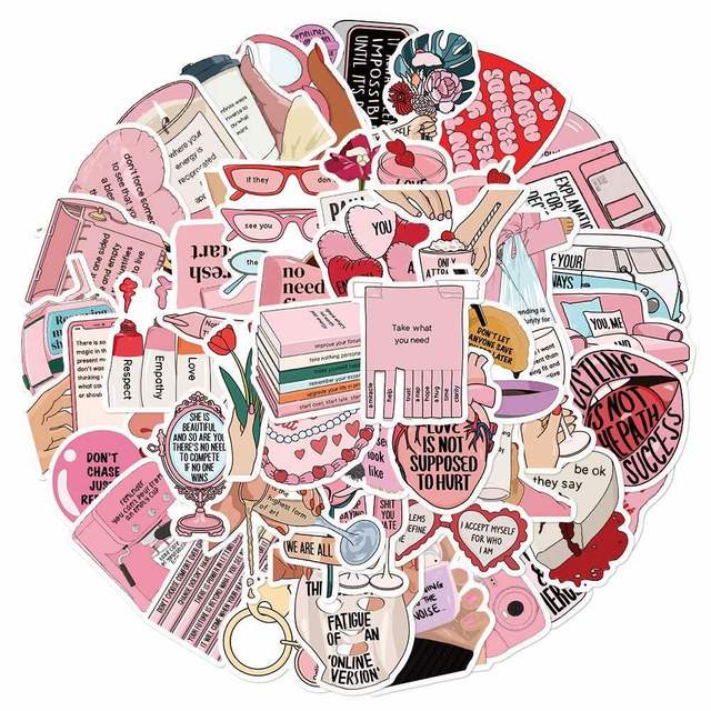 Inspirational English Graffiti Stickers 50Pcs Waterproof PVC DIY 'No Internal Strife' Decals for Laptop Office School Supplies