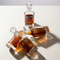 Bouteille de présentation en verre transparent de 250 ml, polie à la main, avec bouchon en liège, pour huile d'Attar Oud, style arabe