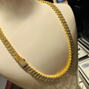 Cuban <b>Chokers</b> Necklace Sterling <b>Silver</b> Moissanite Claw Setting HipHop Gold Chain Trendy Unisex Gold Rhodium Rose Gold Plated 2 - Product Image 2