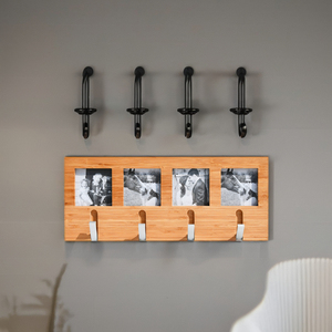 Industrial Foldable Boutique Gold Clothing Wall Mounted Bamboo&Wood <b>Hooks</b> & <b>Coat</b> Racks for Storage Rack - Product Image 1