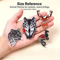 Patchs thermocollants Loup Cerf Léopard pour vêtements, chapeaux, sacs, chaussettes, appliques décoratives pour uniformes, bricolage et personnalisation