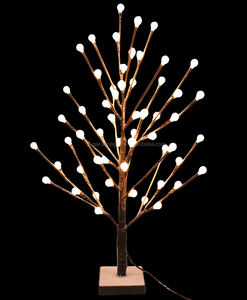 Pre-Lit Artificial Snowing <b>Twig</b> <b>Tree</b> with White Berries -<b>LED</b> Lighted Christmas Table Centerpiece for Home Dining Mantel Party - Product Image 1