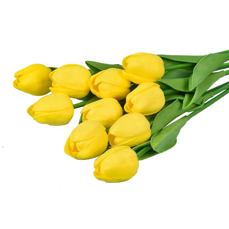 PU Real Touch Tulips Artificial Flowers Arrangement Bouquet for Home Office Wedding Decoration