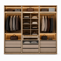 Armoire de chambre moderne WAYMOVE avec coiffeuse et miroir, panneau en bois pliable et extensible, 4 tiroirs pour usage domestique