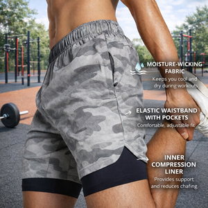 Oem Logo <b>Vintage</b> Woolen Solid <b>Men</b> Gym <b>Shorts</b> Custom Logo Compression Quick Dry Workout <b>Men</b> Running <b>Shorts</b> <b>Men</b> 5 Inch - Product Image 2