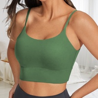 QUANRAN V-Rücken Drahtloser Workout Gepolsterter Yoga-Camisole Crop-Top Verstellbarer Longline Sport-BH für Damen