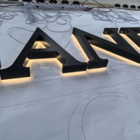 Lettres intérieures rétroéclairées par LED en acier inoxydable 304 et acrylique, peintes par pulvérisation, de qualité supérieure, signalétique personnalisée haut de gamme