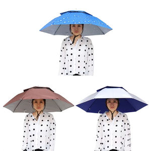 Chapeau parapluie pliable portable à porter sur la tête, idéal pour le camping, la pêche, la plage - Product Image 2