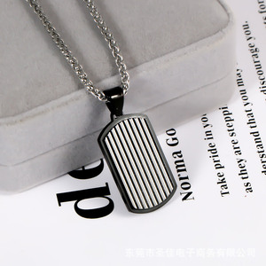 Collar con colgante de acero inoxidable con patrón de ondas minimalista para hombre, collar con etiqueta militar SP1085 - Product Image 2